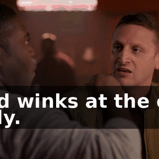 and winks at the old lady.
