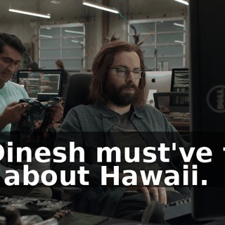 AI Dinesh must've told her about Hawaii.