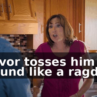 Trevor tosses him around like a ragdoll.