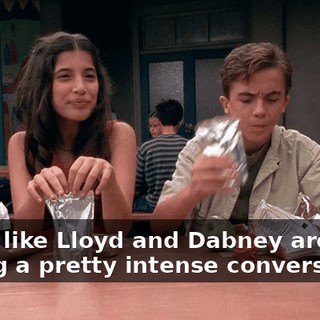 Looks like Lloyd and Dabney are having a pretty intense conversation.