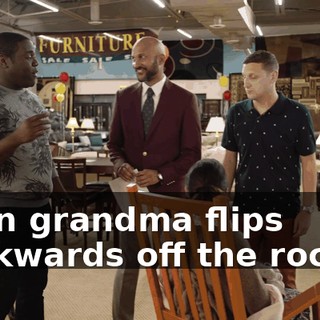 Then grandma flips backwards off the rocker.