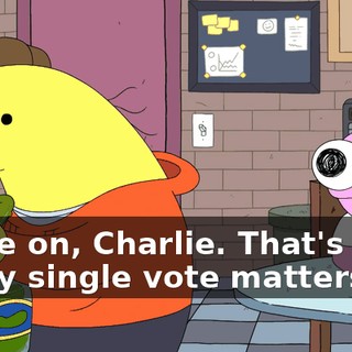 Come on, Charlie. That's silly. Every single vote matters!