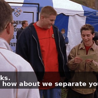 - Thanks. - Now, how about we separate you two?