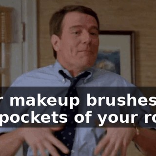 your makeup brushes in the pockets of your robe?