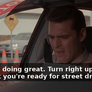 You're doing great. Turn right up here. I think you're ready for street driving.
