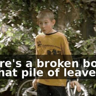 There's a broken bottle in that pile of leaves,