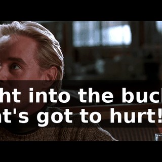 Right into the buckle. That's got to hurt!