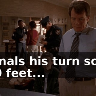 Signals his turn some 200 feet...