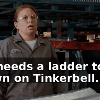 he needs a ladder to go down on Tinkerbell."