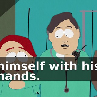 himself with his hands.