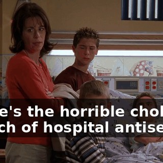 There's the horrible choking stench of hospital antiseptic.
