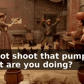 Do not shoot that pumpkin! What are you doing?