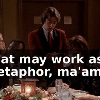 That may work as a metaphor, ma'am,