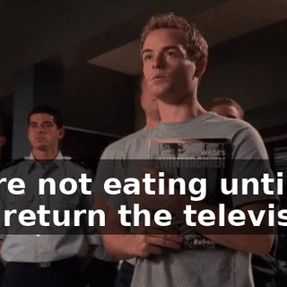 We're not eating until you return the television.