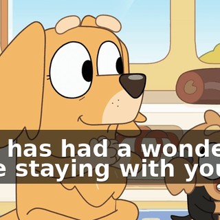 Bob has had a wonderful time staying with you.