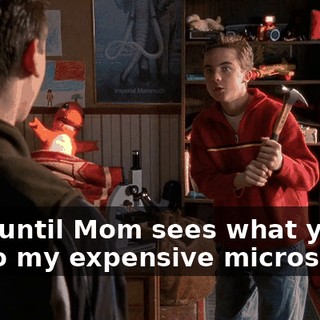 Wait until Mom sees what you did to my expensive microscope.